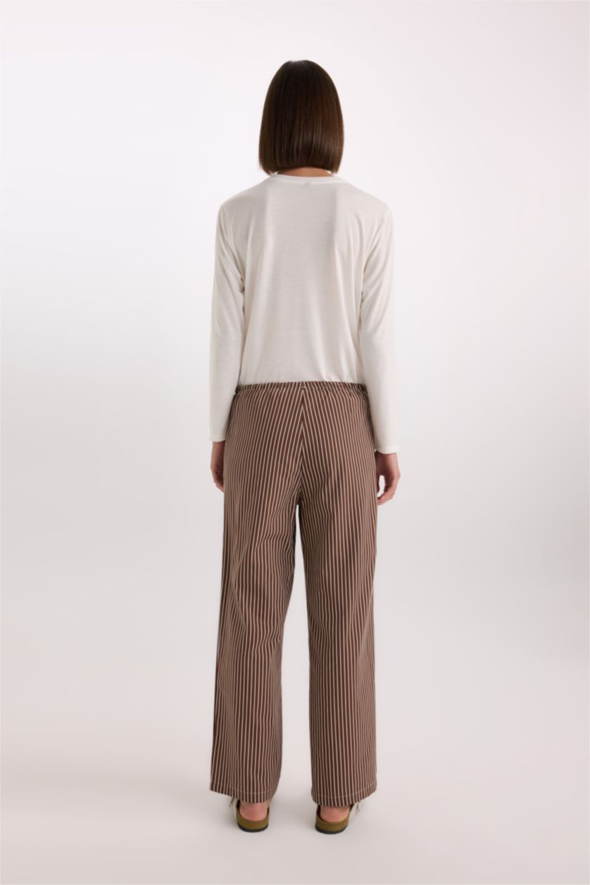 FEMME Marron Bas de pyjama en popeline rayé à taille élastique de Fall in Love