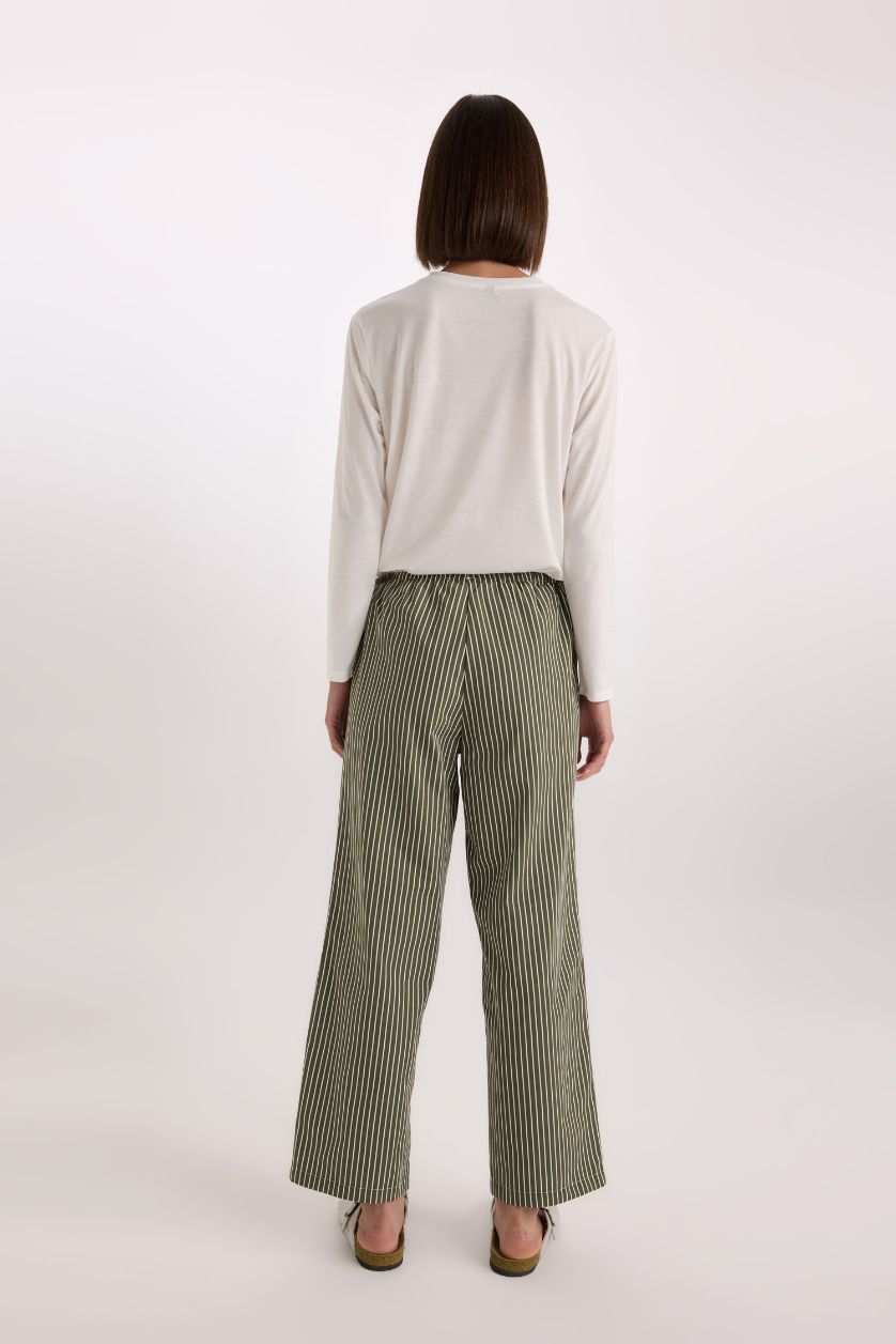 WOMAN Khaki Patterned Elastic Waist Poplin Pajama Bottoms