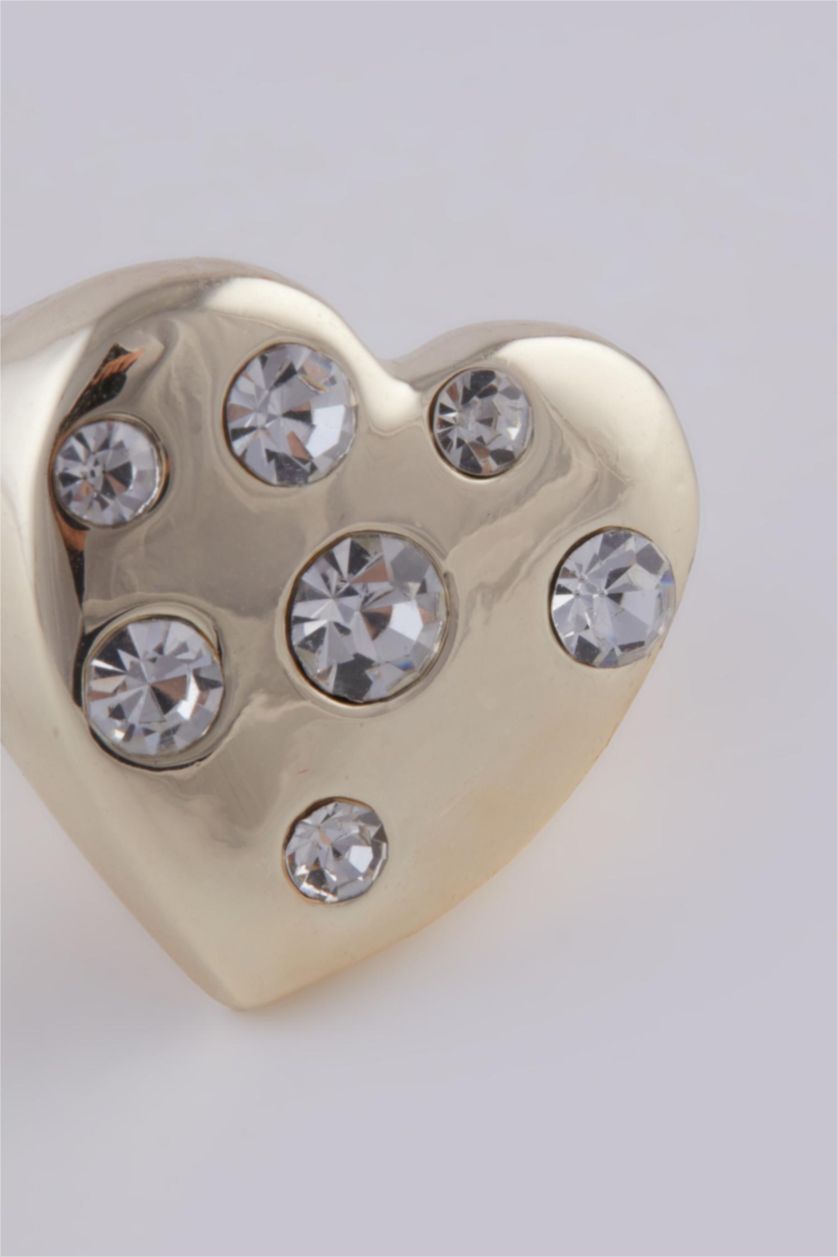 Kadın Altın Afra x DeFacto Beyaz Kalp Desenli Yüzük