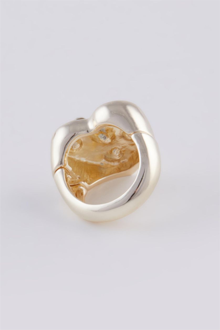 Kadın Altın Afra x DeFacto Beyaz Kalp Desenli Yüzük