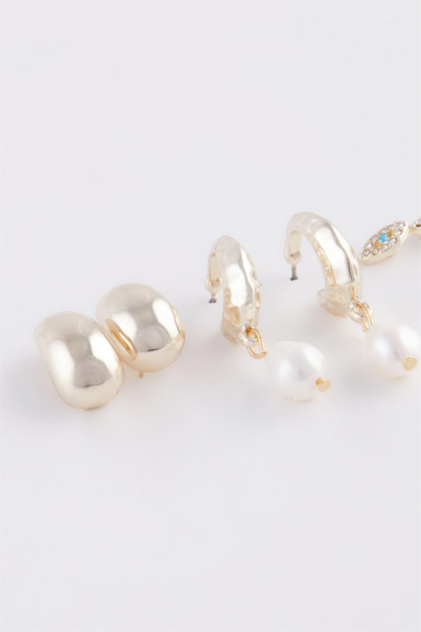 Kadın Karma Kadın İncili 3'lü Gold Küpe