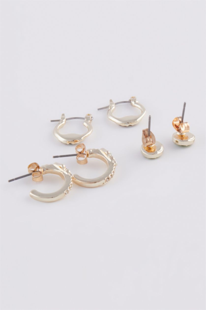 نساء Altın حلق نسائي ذهبي - 3 قطع