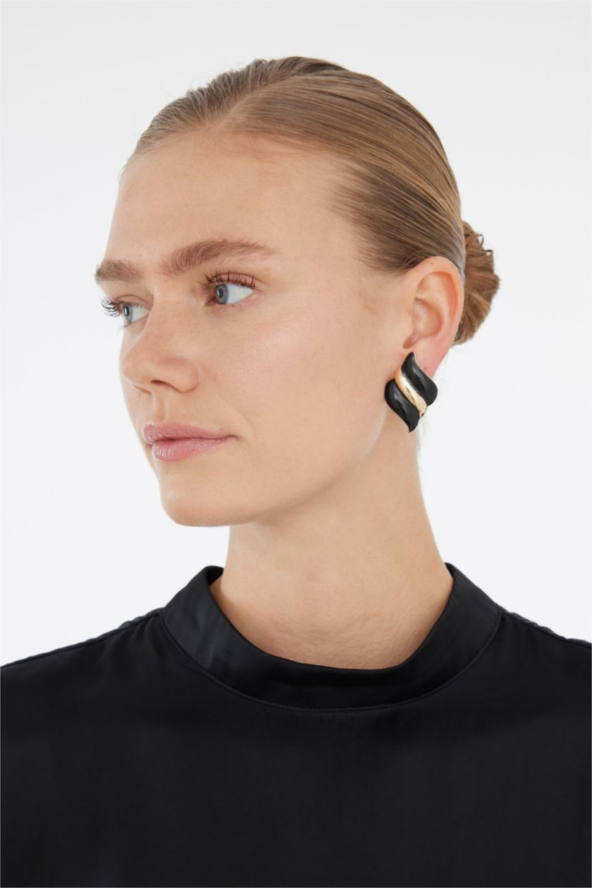 Женщины Разноцветный Женские серьги, черные и золотые