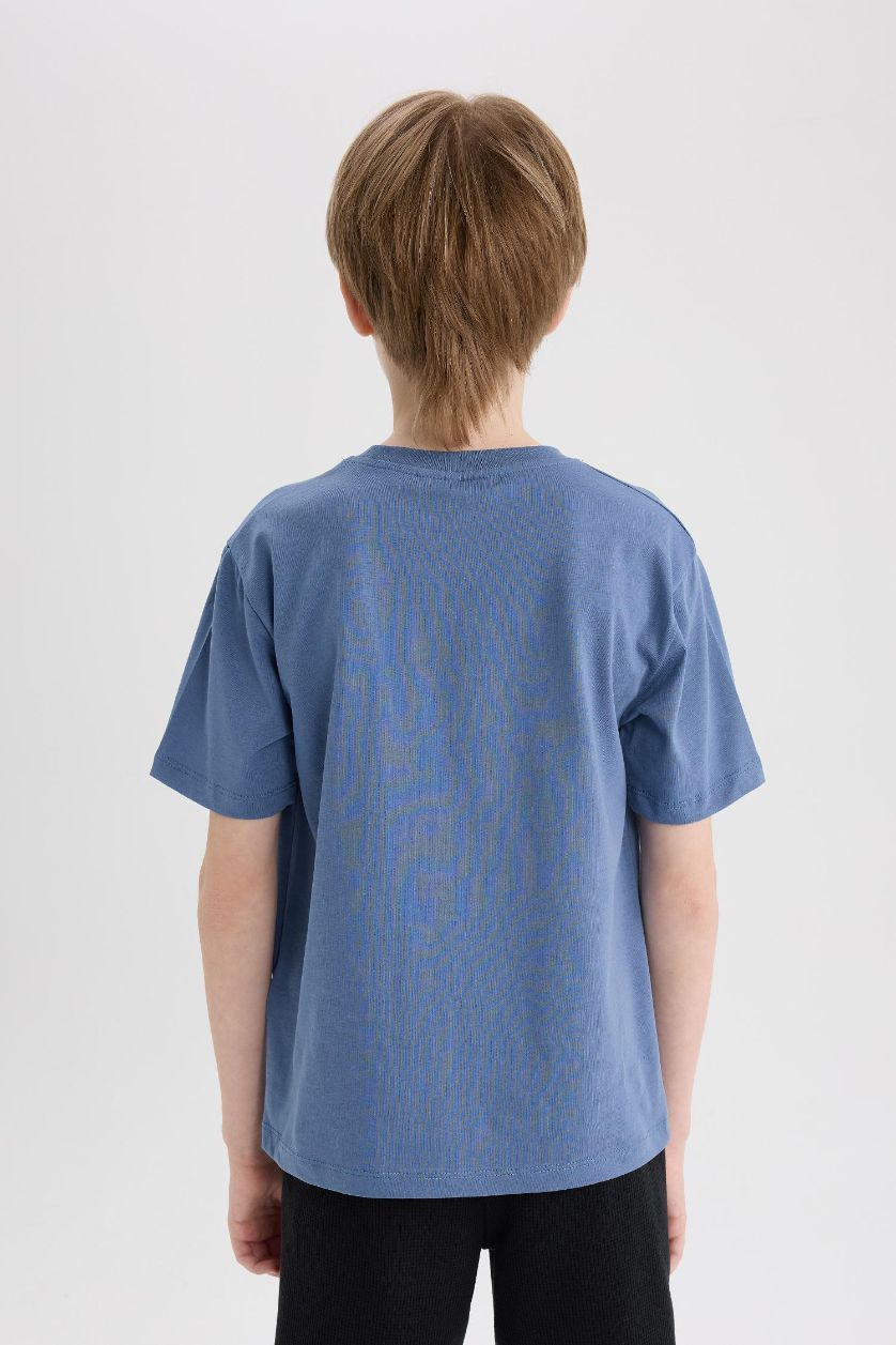 Erkek Çocuk - Genç Erkek Koyu Mavi Superman Bisiklet Yaka Kısa Kollu Tişört Erkek Çocuk