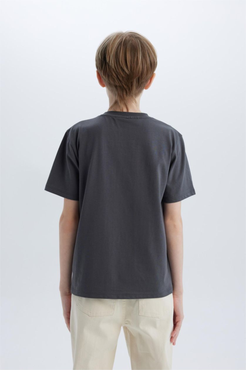 Erkek Çocuk - Genç Erkek Antrasit One Piece Bisiklet Yaka Kısa Kollu Tişört Erkek Çocuk