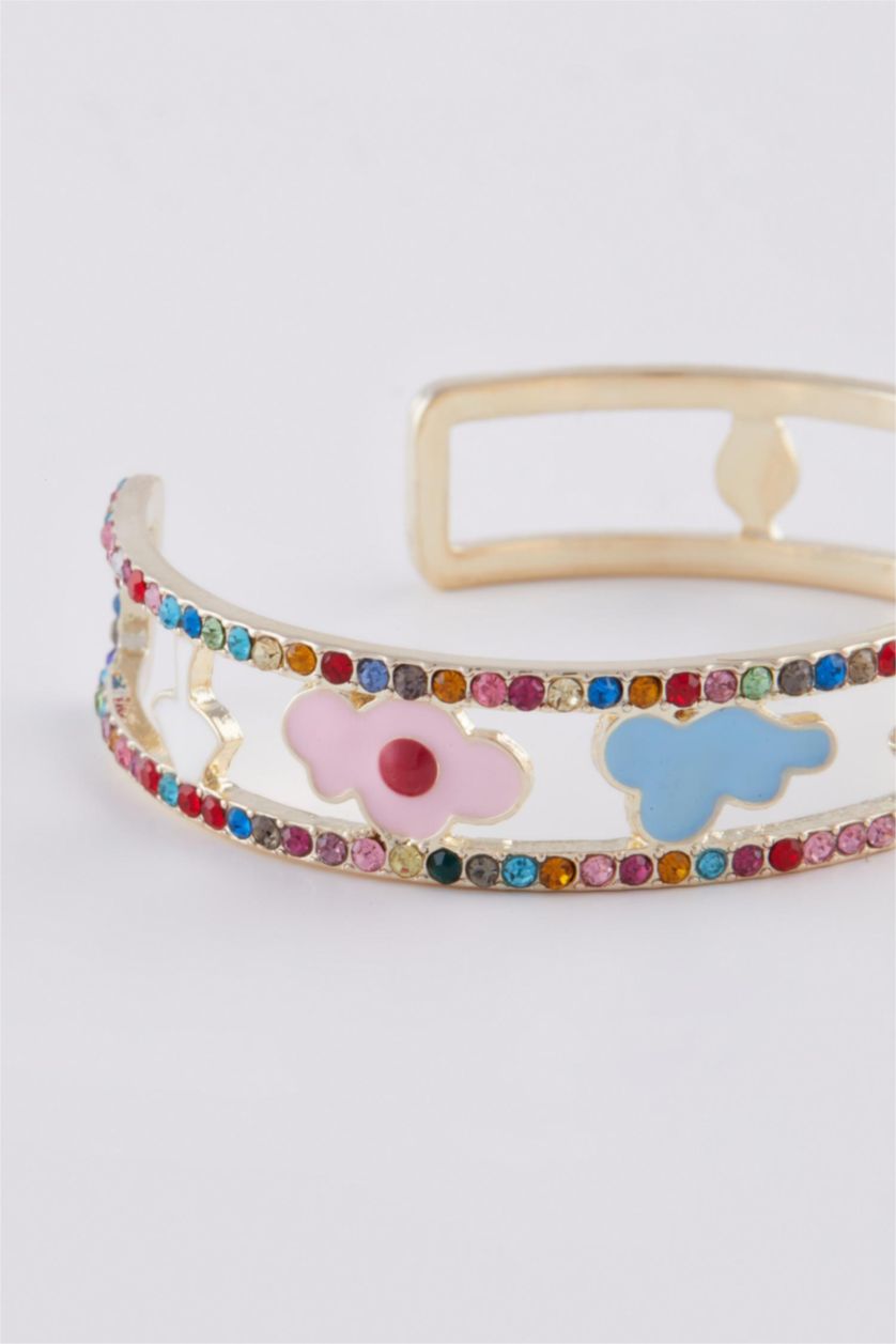 FEMME Altın Bracelet jonc doré avec pierres colorées pour femme