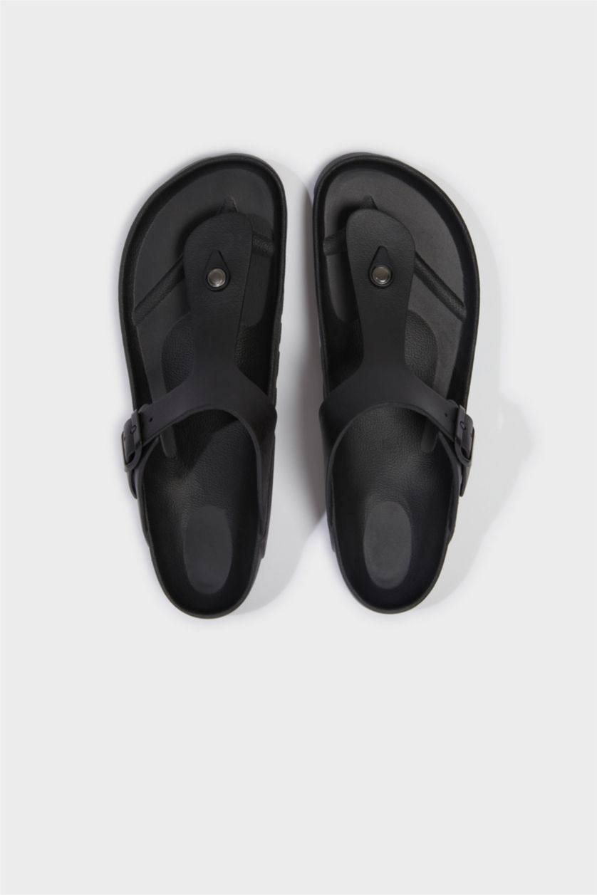 Erkek Siyah Erkek Düz Taban Eva Parmak Arası Terlik