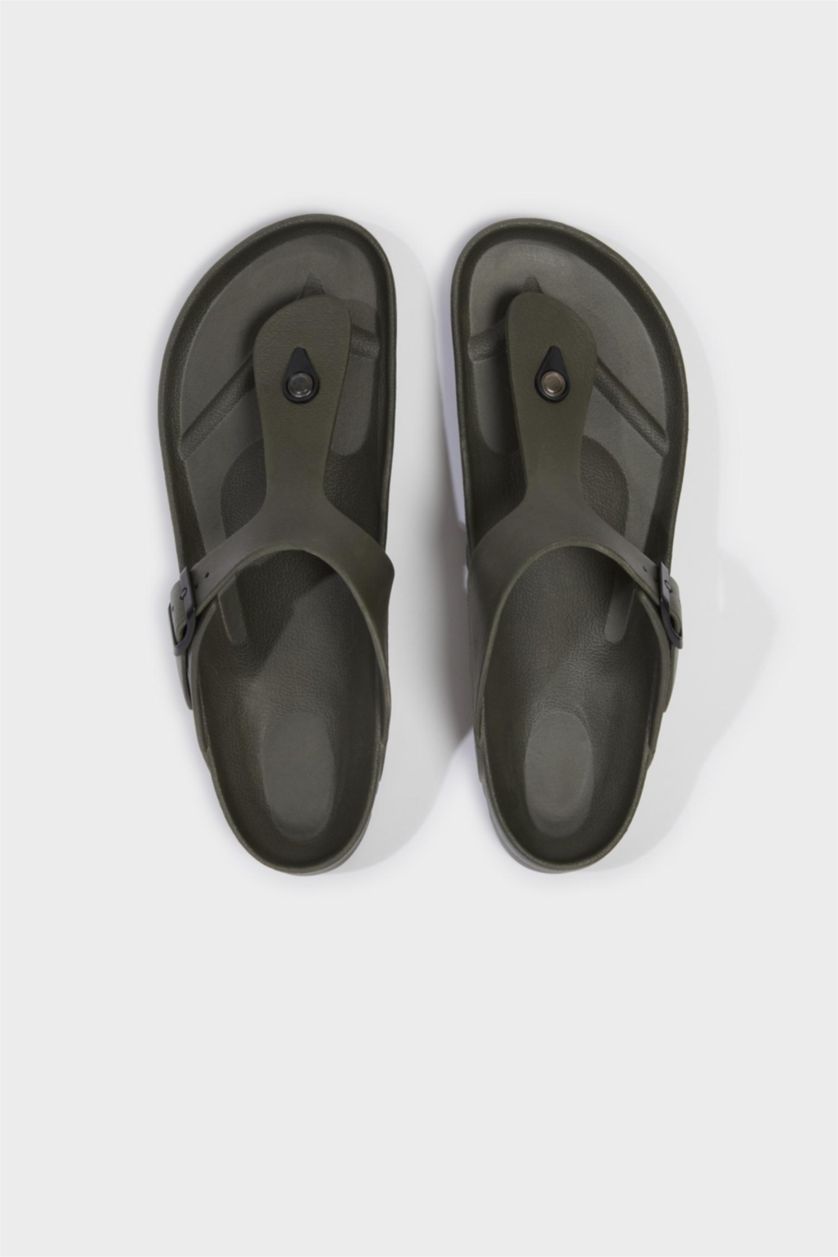 Erkek Haki Erkek Düz Taban Eva Parmak Arası Terlik