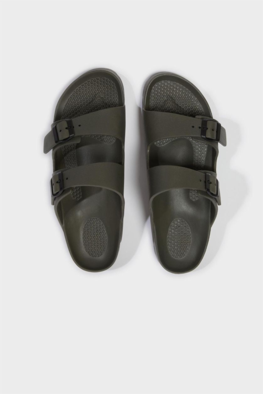 رجال كاكي شبشب رجالي إيفا بكعب مسطح بشريط مزدوج