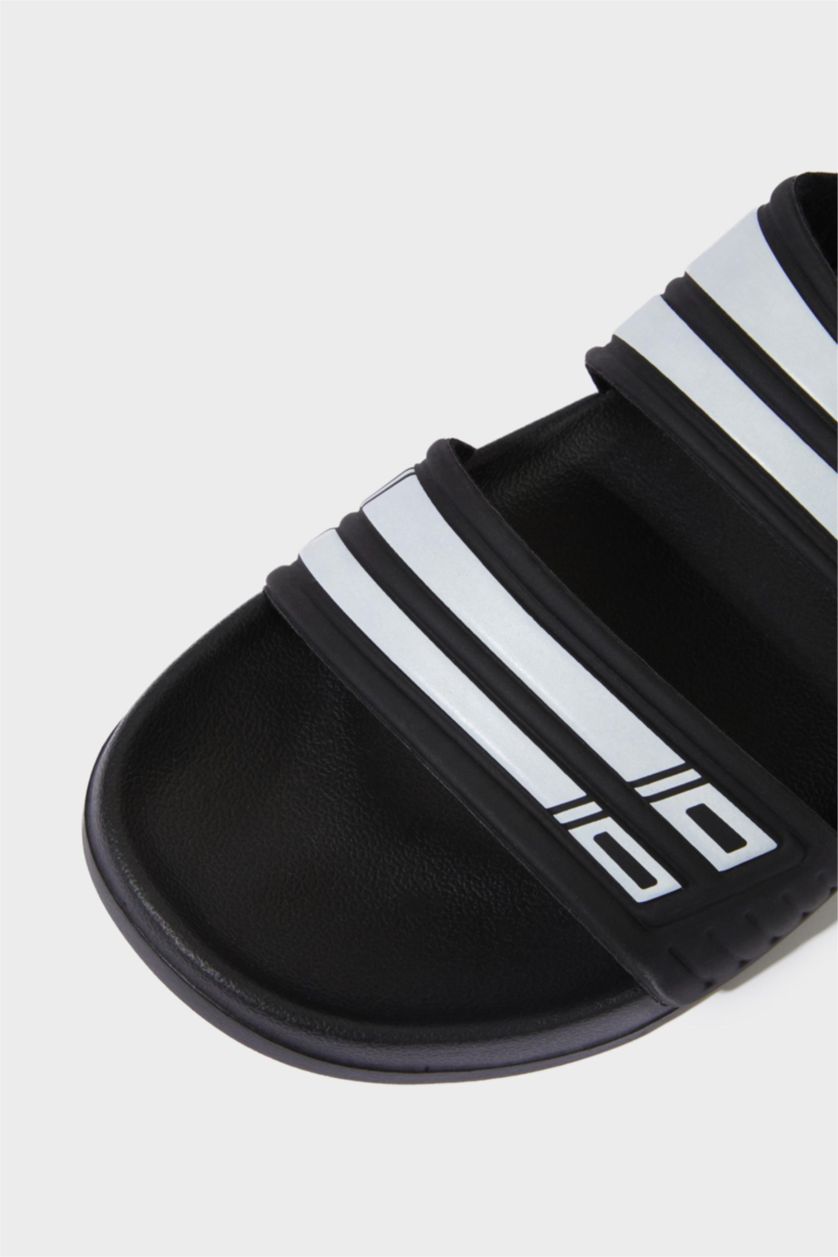 Erkek Siyah Erkek Düz Taban Çift Bantlı Eva Terlik