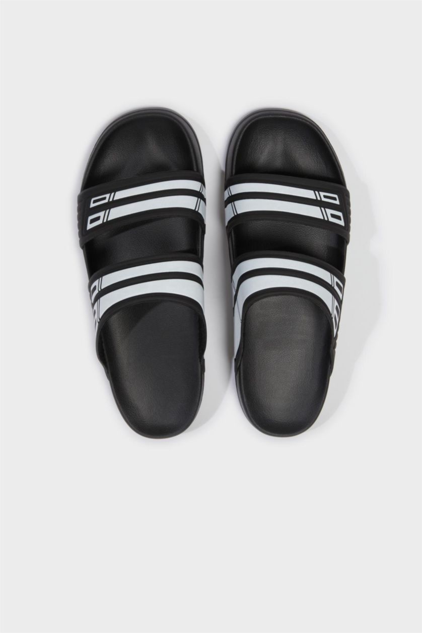 Erkek Siyah Erkek Düz Taban Çift Bantlı Eva Terlik