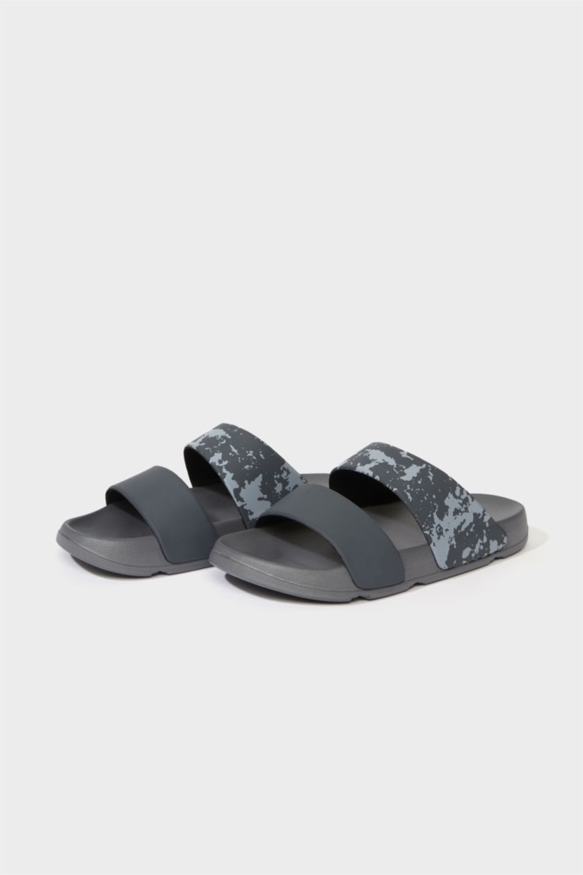 Erkek Gri Erkek Düz Taban Çift Bantlı Eva Terlik