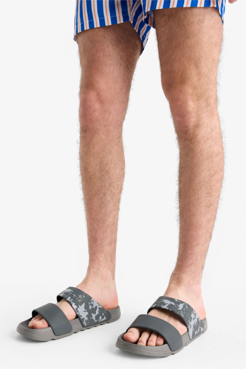 Erkek Gri Erkek Düz Taban Çift Bantlı Eva Terlik