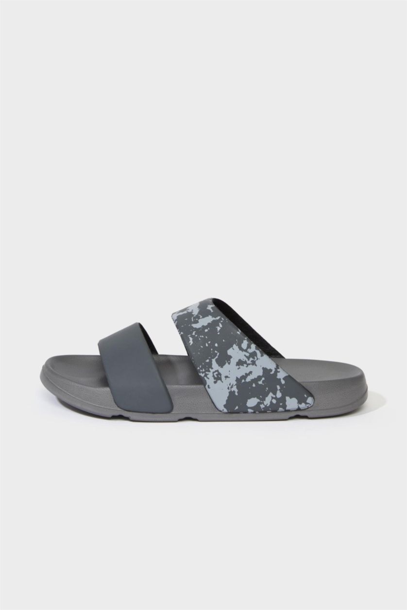 Erkek Gri Erkek Düz Taban Çift Bantlı Eva Terlik