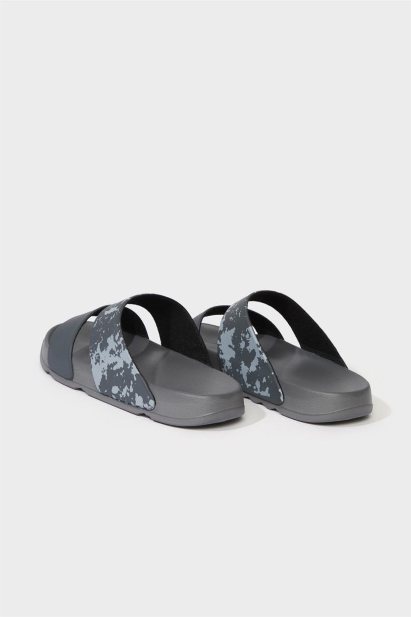 Erkek Gri Erkek Düz Taban Çift Bantlı Eva Terlik