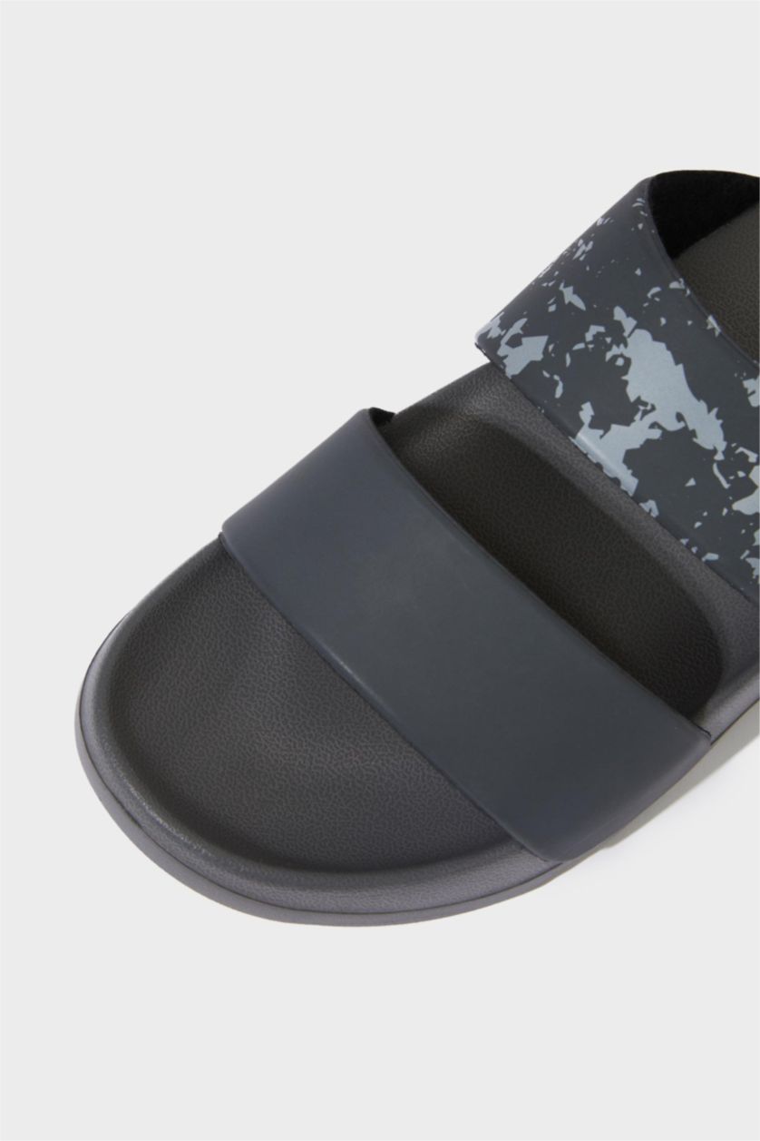 Erkek Gri Erkek Düz Taban Çift Bantlı Eva Terlik