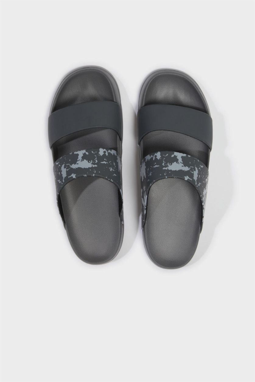 Erkek Gri Erkek Düz Taban Çift Bantlı Eva Terlik