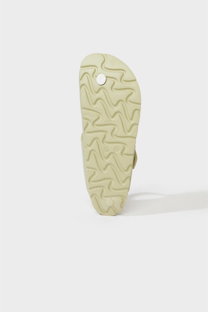 نساء زيتوني شبشب نسائي إيفا بكعب مسطح