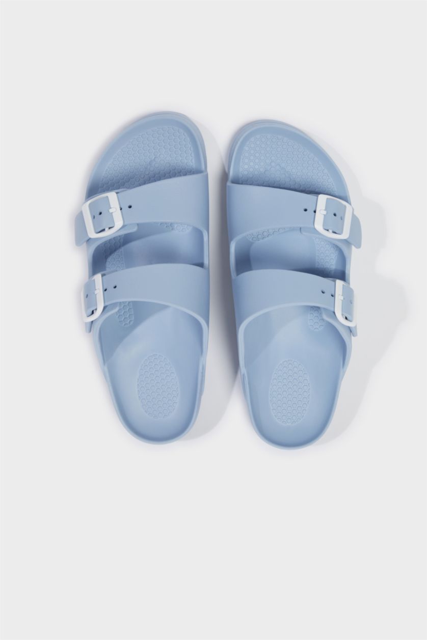 نساء أزرق فاتح شبشب نسائي إيفا بكعب مسطح بشريط مزدوج