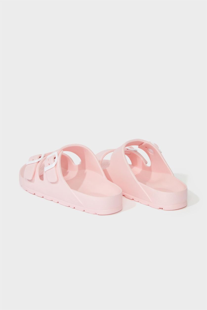 Kadın Açık Pembe Kadın Düz Taban Çift Bantlı Eva Terlik
