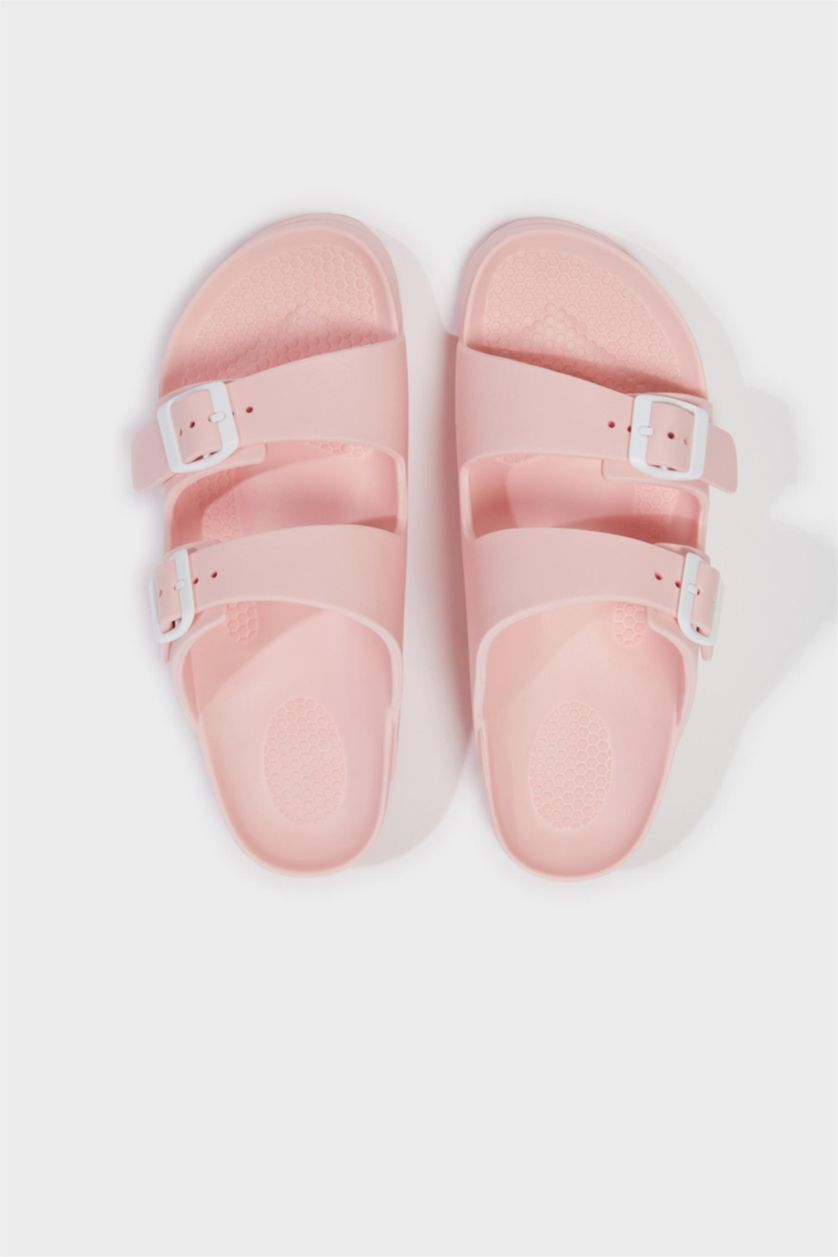 Kadın Açık Pembe Kadın Düz Taban Çift Bantlı Eva Terlik