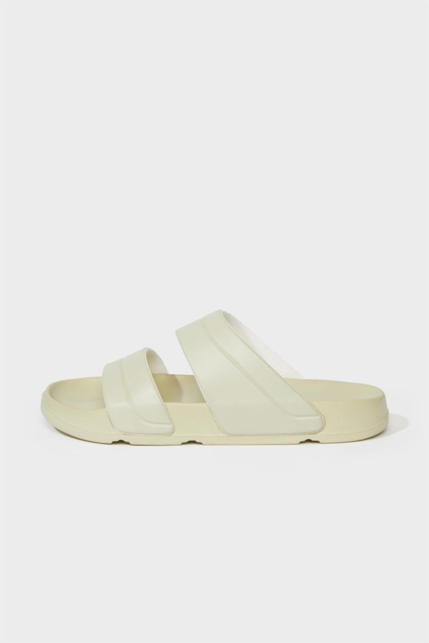 Kadın Zeytin Yeşili Kadın Düz Taban Çift Bantlı Eva Terlik