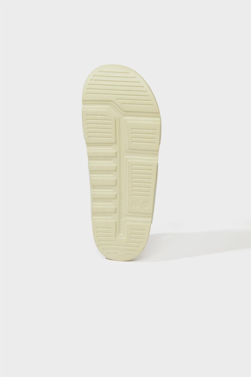 Kadın Zeytin Yeşili Kadın Düz Taban Çift Bantlı Eva Terlik