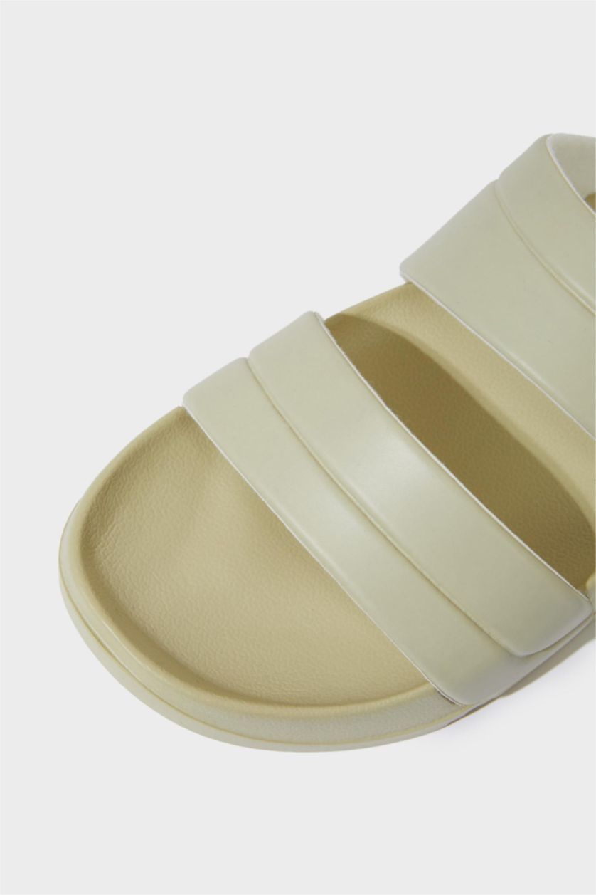 Kadın Zeytin Yeşili Kadın Düz Taban Çift Bantlı Eva Terlik