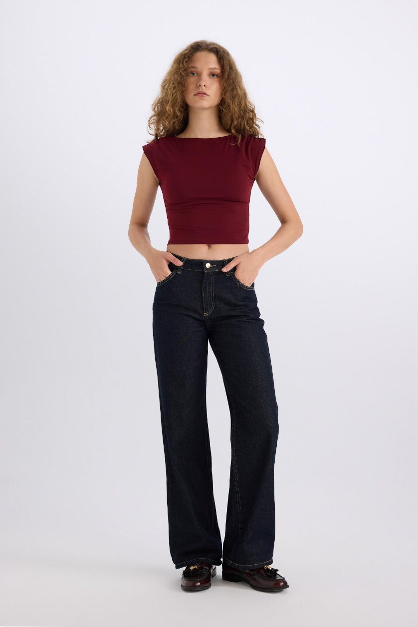 WOMAN Bordeaux Slim Fit Crew Neck Short Sleeve T-Shirt