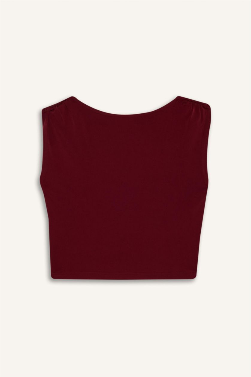 WOMAN Bordeaux Slim Fit Crew Neck Short Sleeve T-Shirt