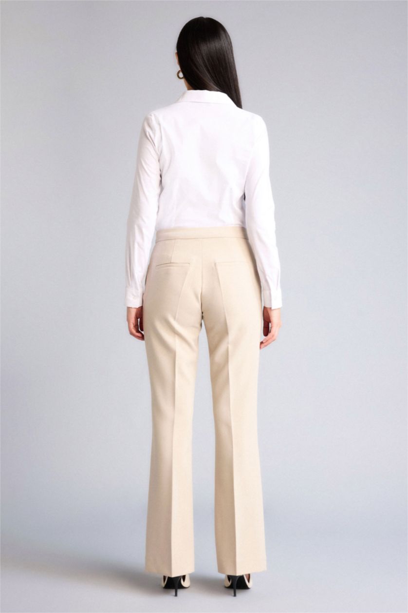 WOMAN Beige Flare Flare Zipper Trousers