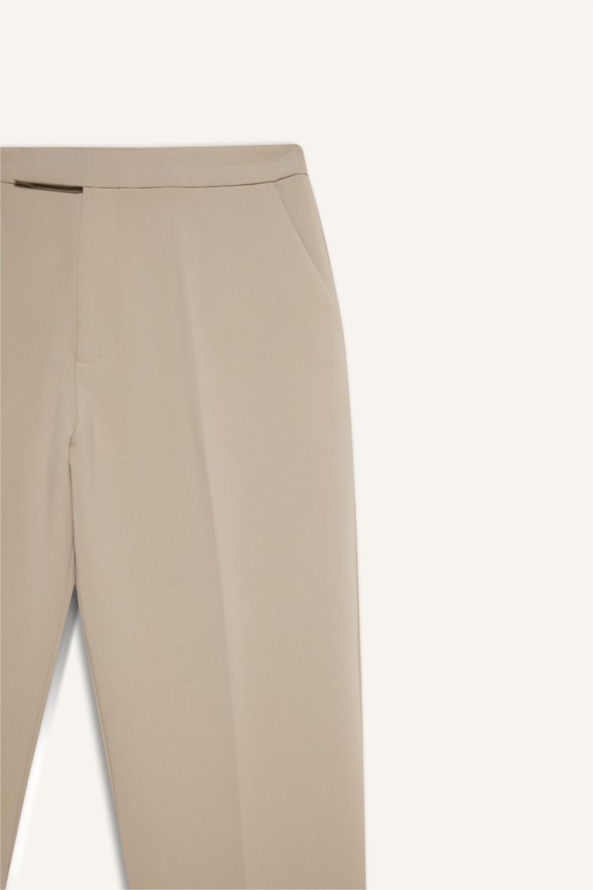 WOMAN Beige Flare Flare Zipper Trousers