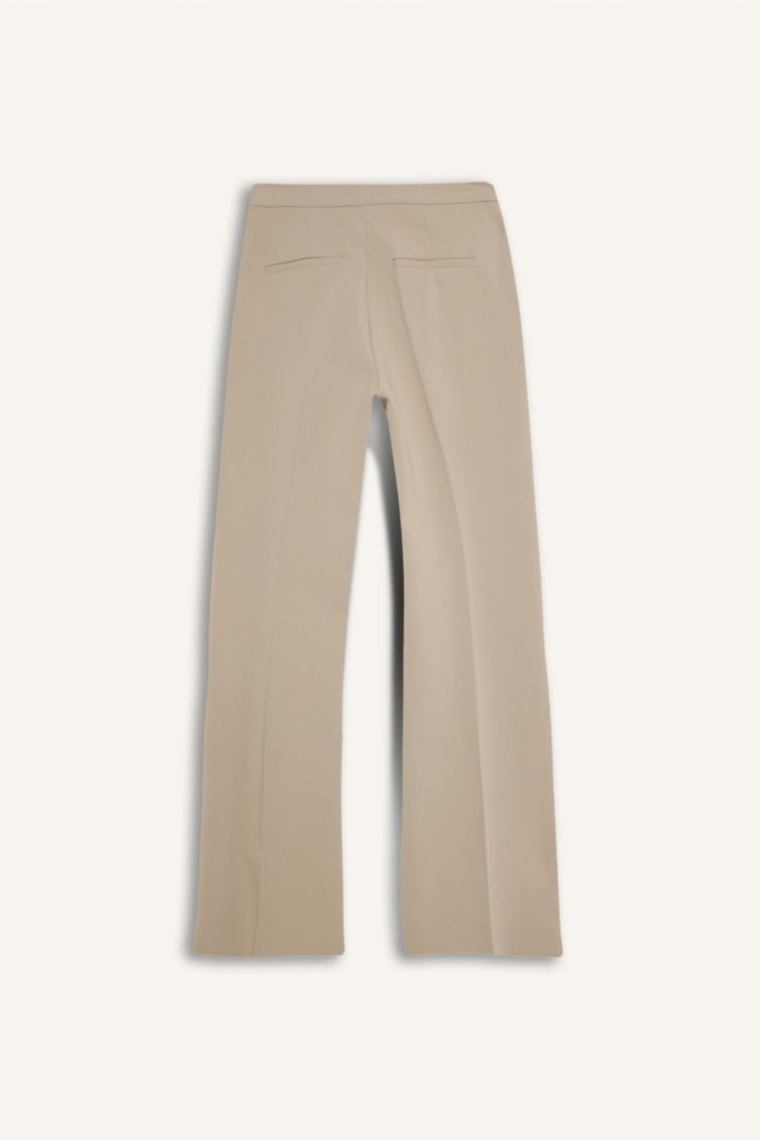 WOMAN Beige Flare Flare Zipper Trousers