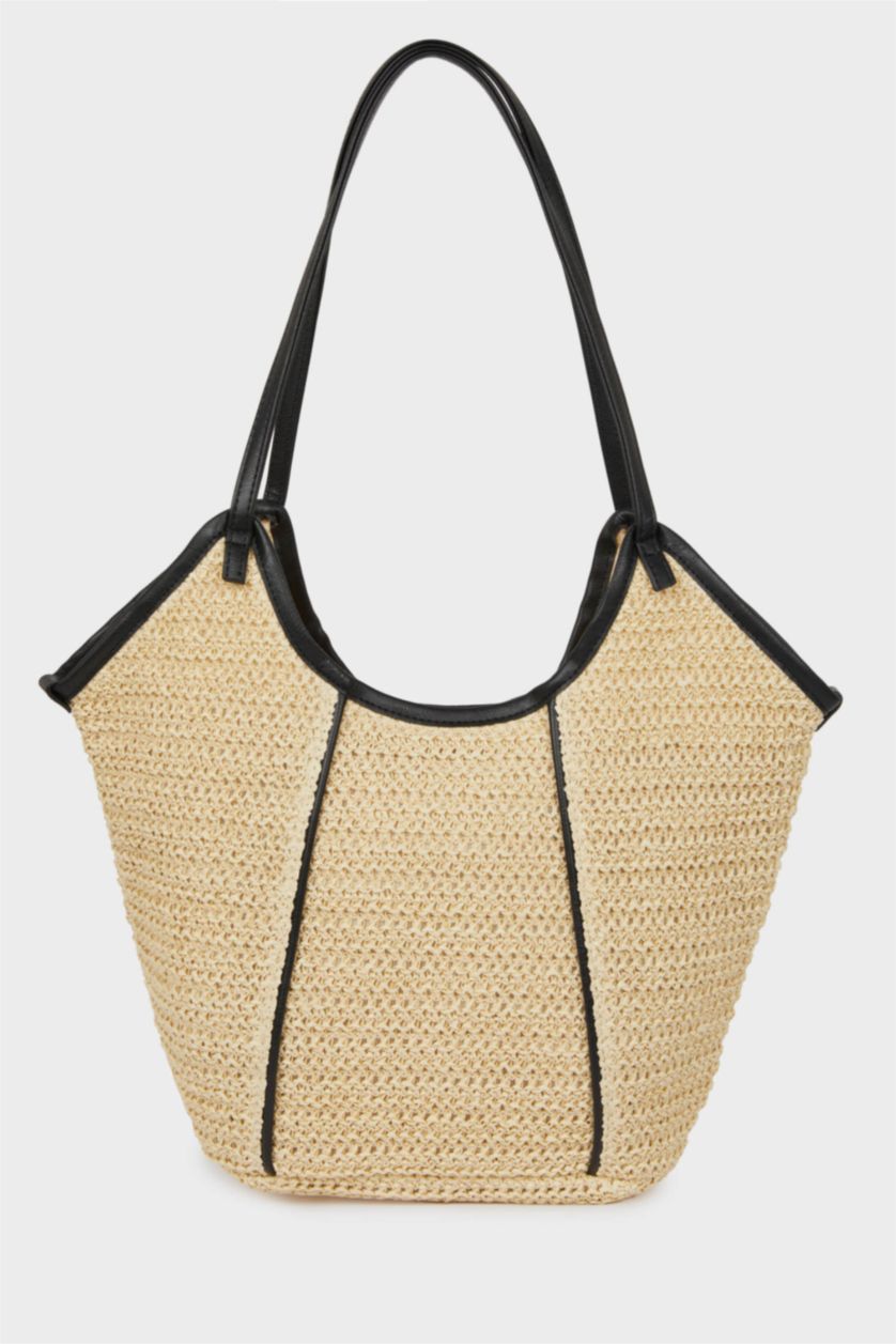 Kadın Açık Kum Kadın Hasır Omuz Çantası