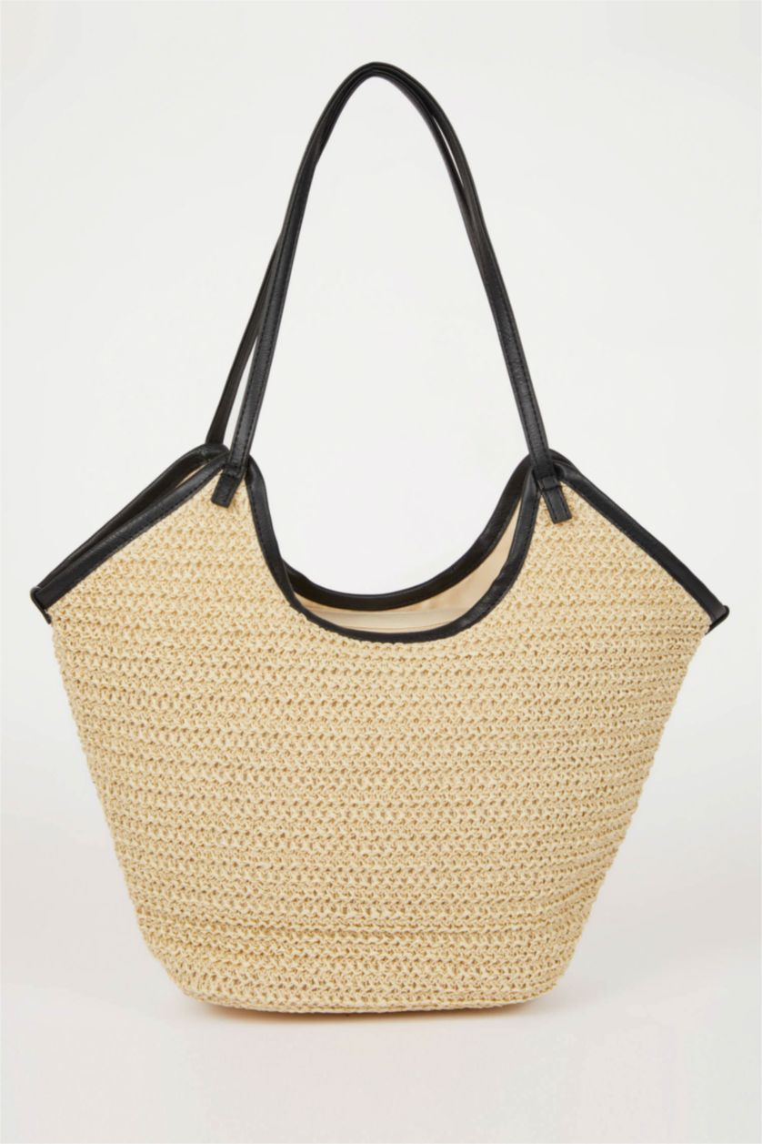 Kadın Açık Kum Kadın Hasır Omuz Çantası