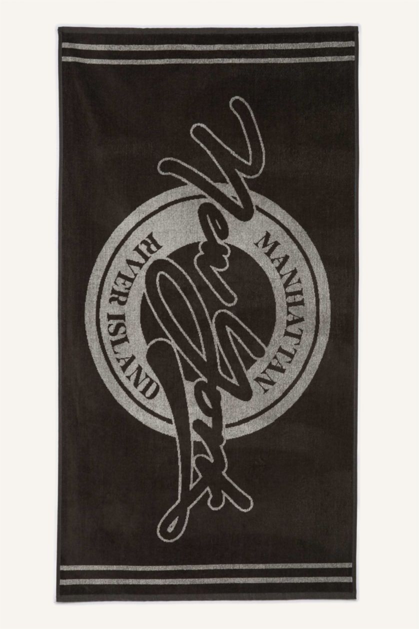 Erkek Siyah Pamuklu Plaj Havlusu