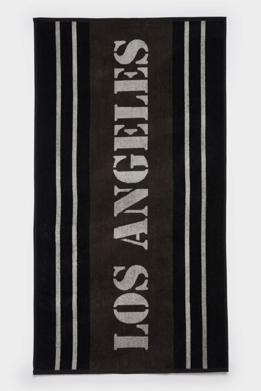 Erkek Siyah Erkek Pamuklu Plaj Havlusu