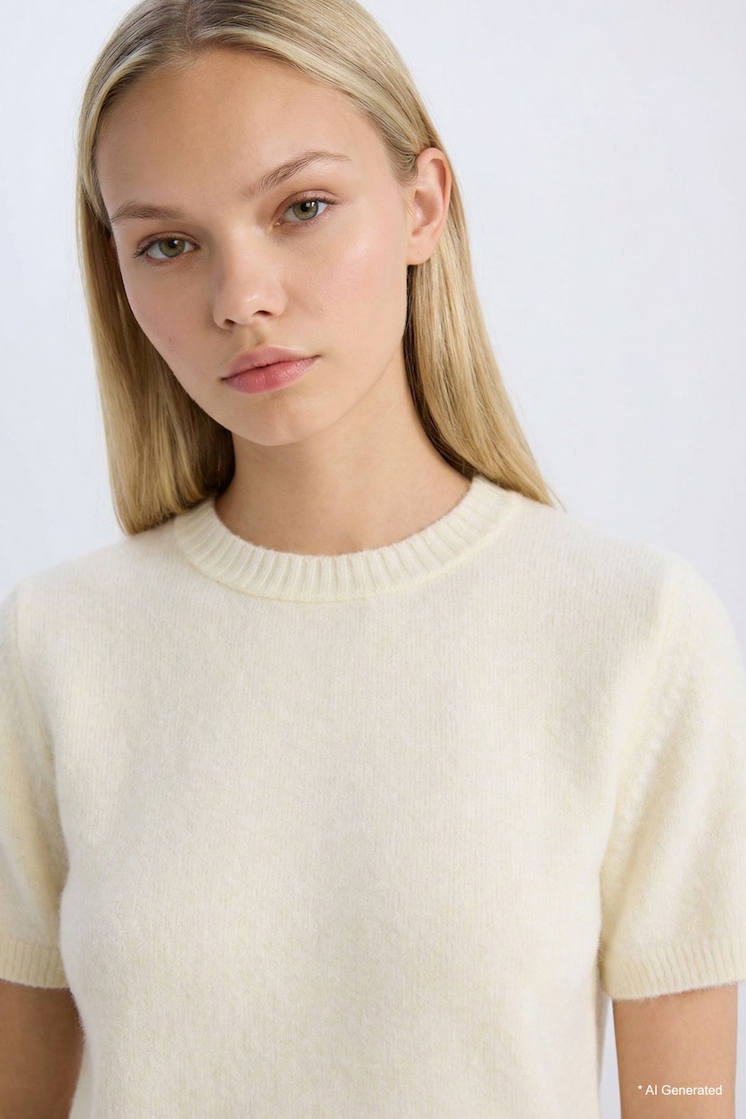 WOMAN Light Yellow Regular Fit Pullover
