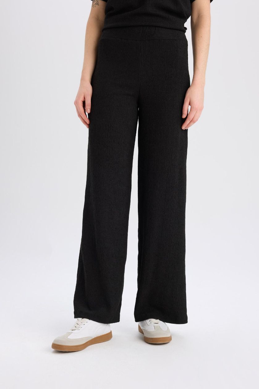FEMME Noir Pantalon basique à jambes larges