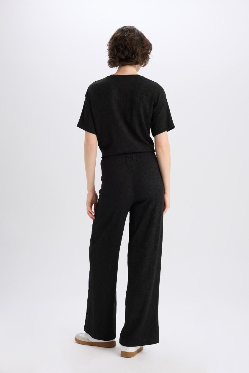 FEMME Noir Pantalon basique à jambes larges