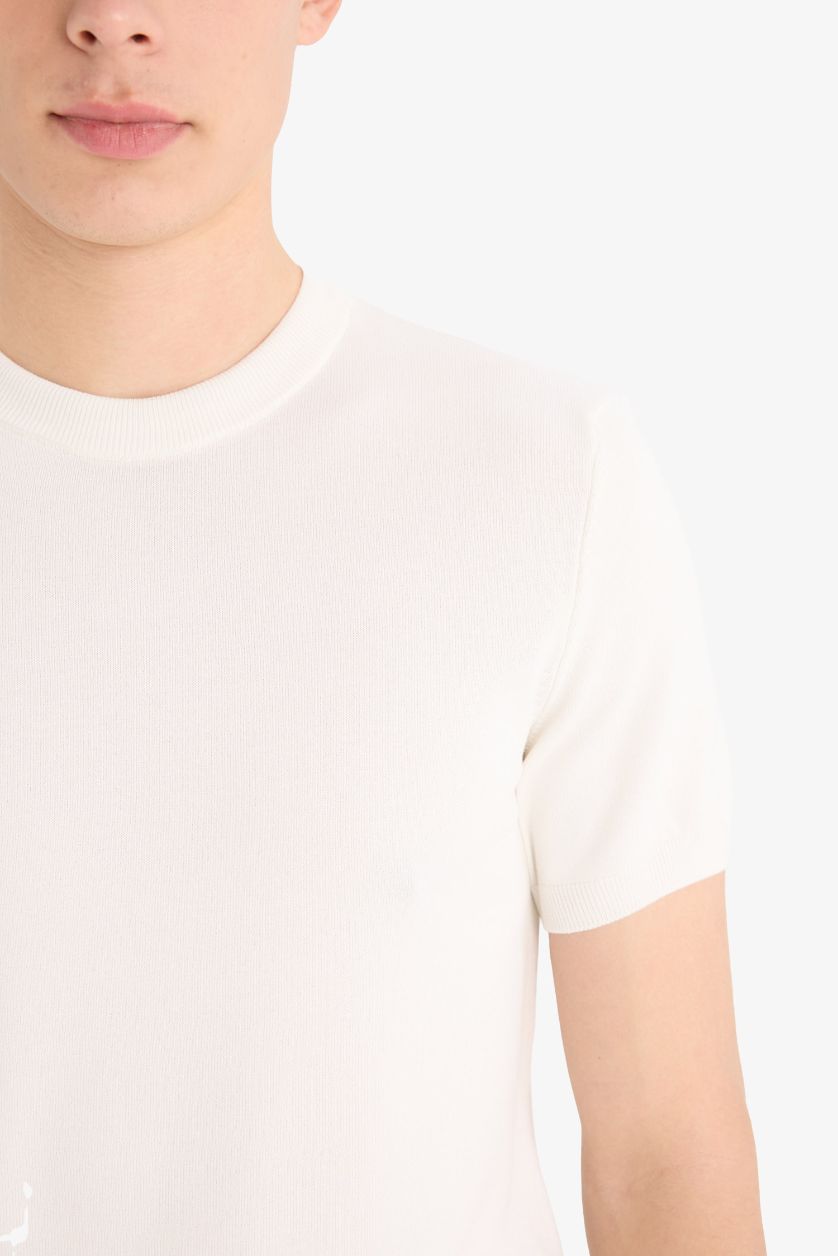 MAN White Standard Fit Crew Neck Knitwear T-Shirt