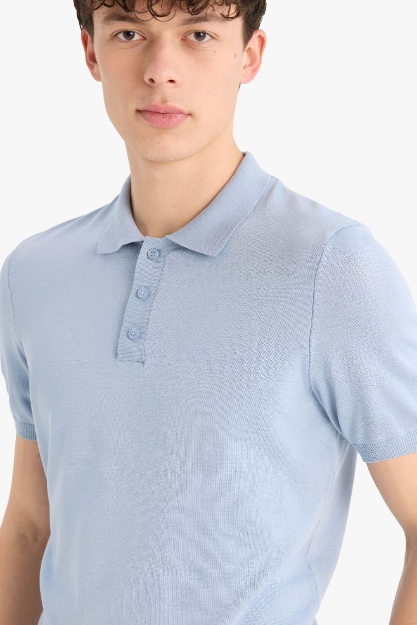 MAN Blue Standard Fit Knitwear Polo T-Shirt