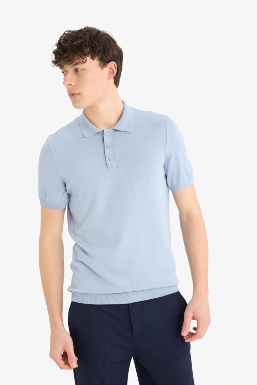 MAN Blue Standard Fit Knitwear Polo T-Shirt