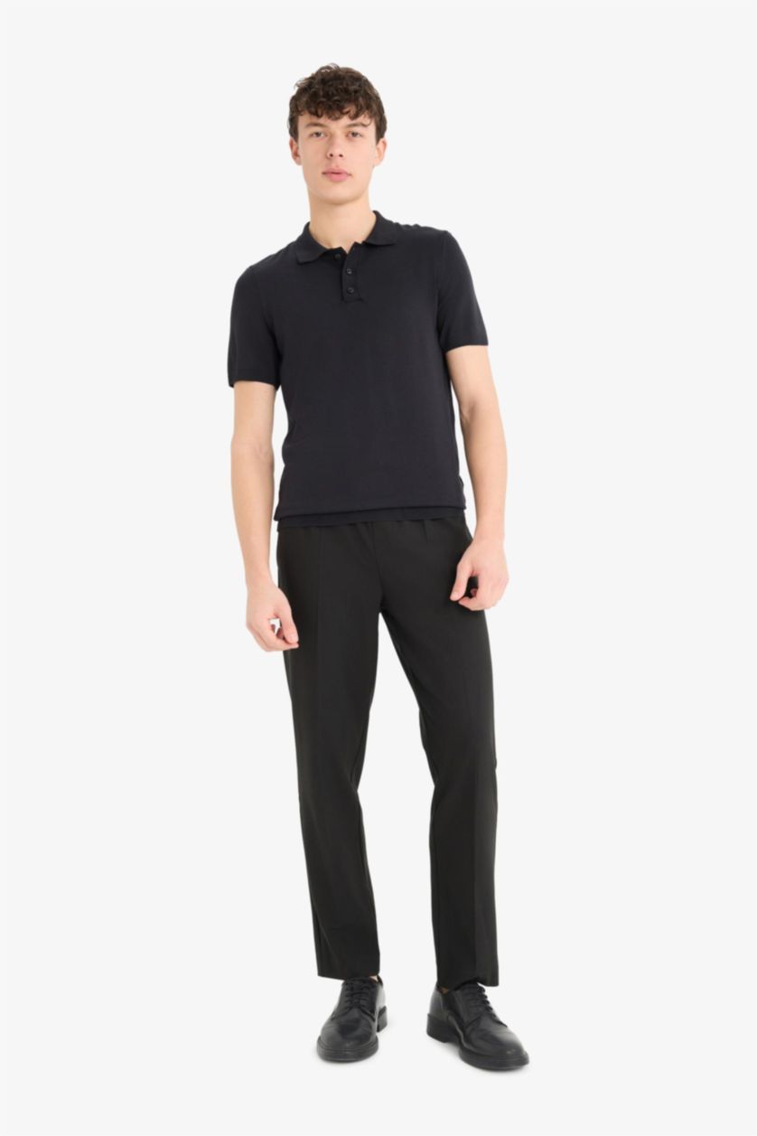 MAN Black Standard Fit Knitwear Short Sleeve Polo T-Shirt