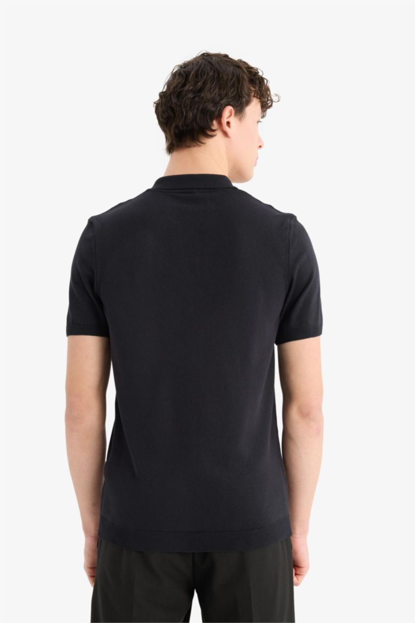 MAN Black Standard Fit Knitwear Short Sleeve Polo T-Shirt