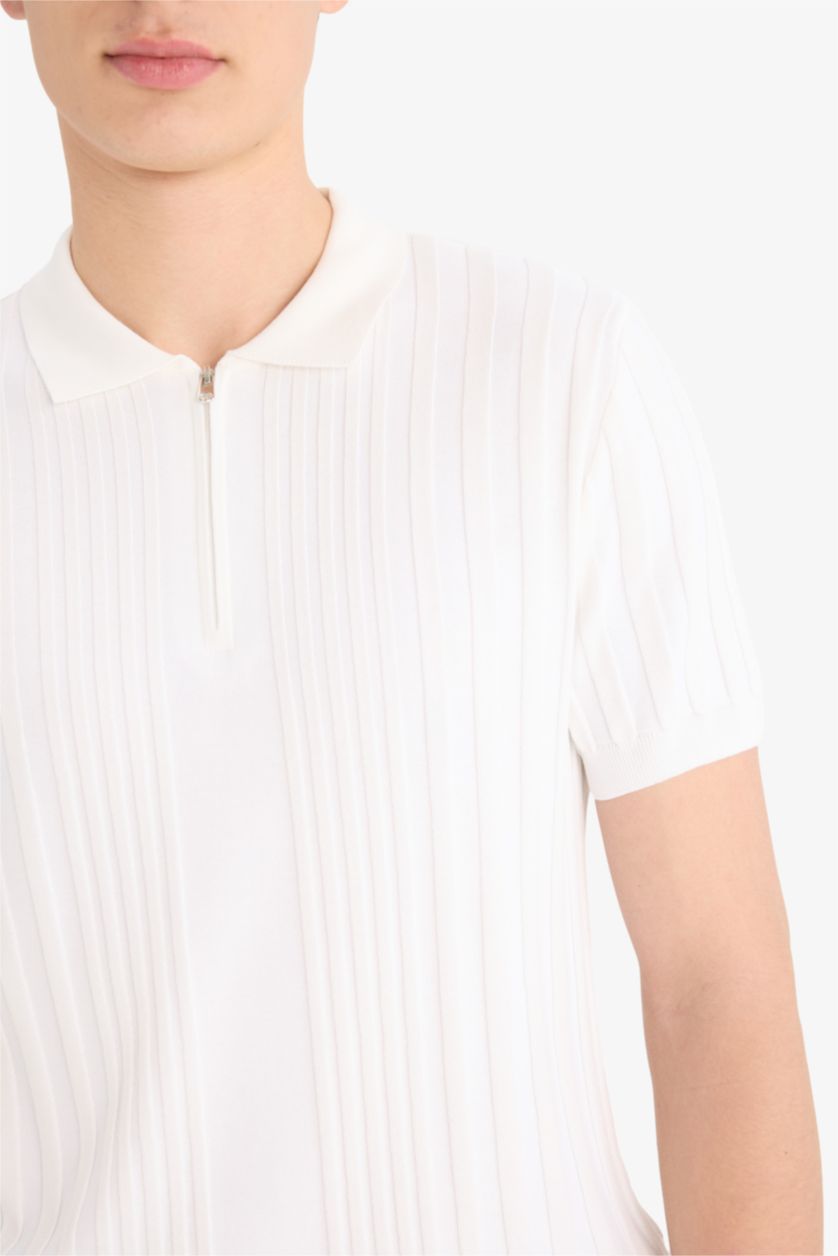 رجالي اوف وايت تيشيرت بولو تريكو نص كم قصة عادية بنص سوسته