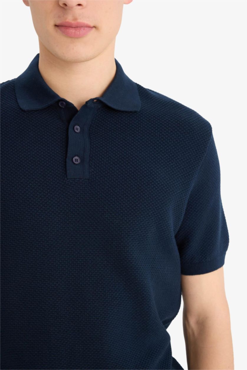MAN NAVY Standard Fit Polo Collar Knitwear Polo T-Shirt