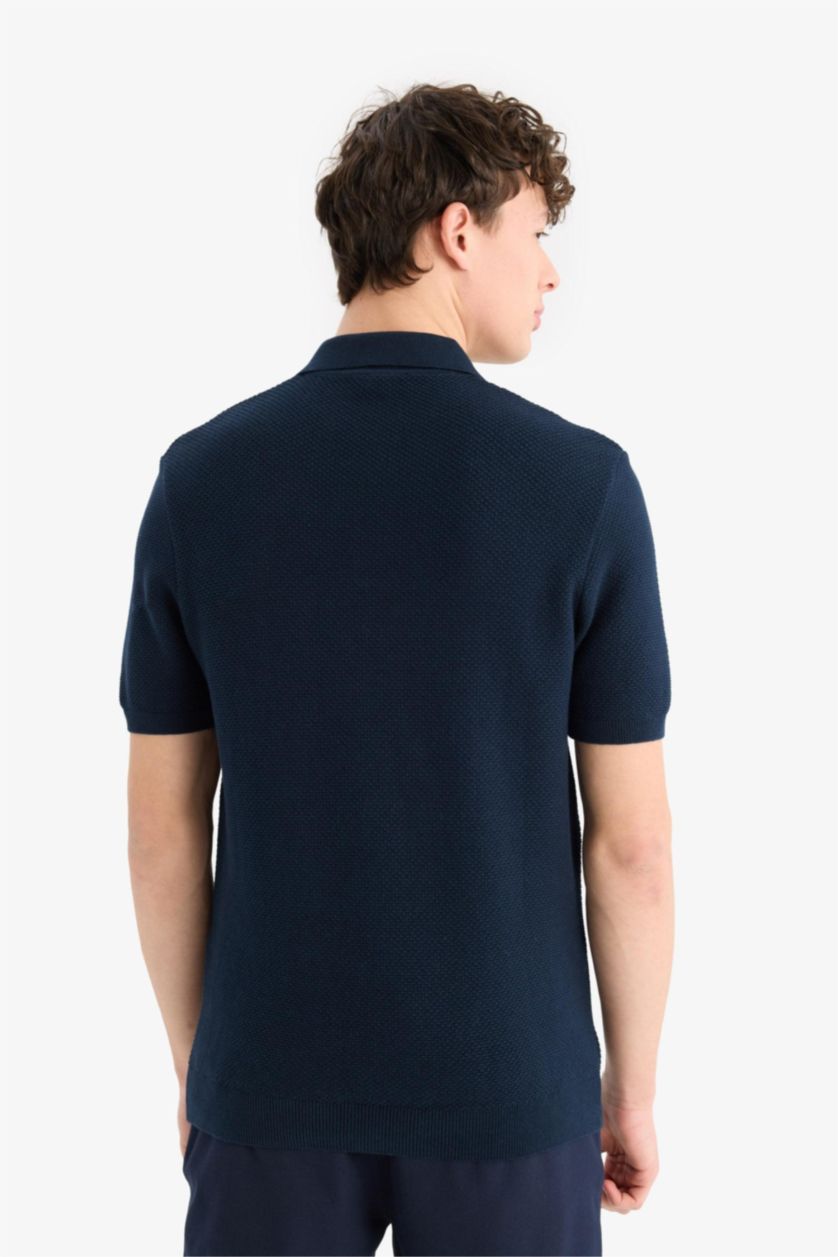 MAN NAVY Standard Fit Polo Collar Knitwear Polo T-Shirt