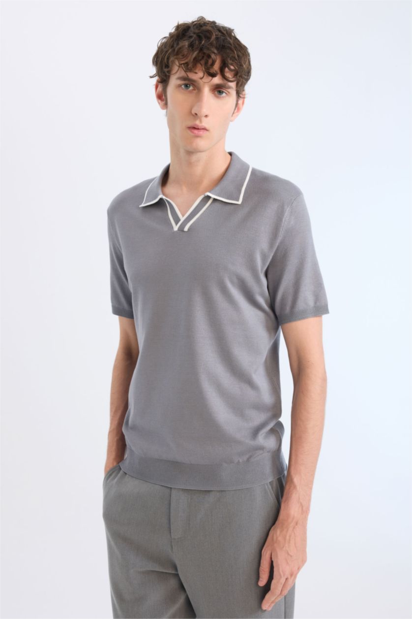 Мужчины Серый Футболка-поло стандартного кроя из трикотажа