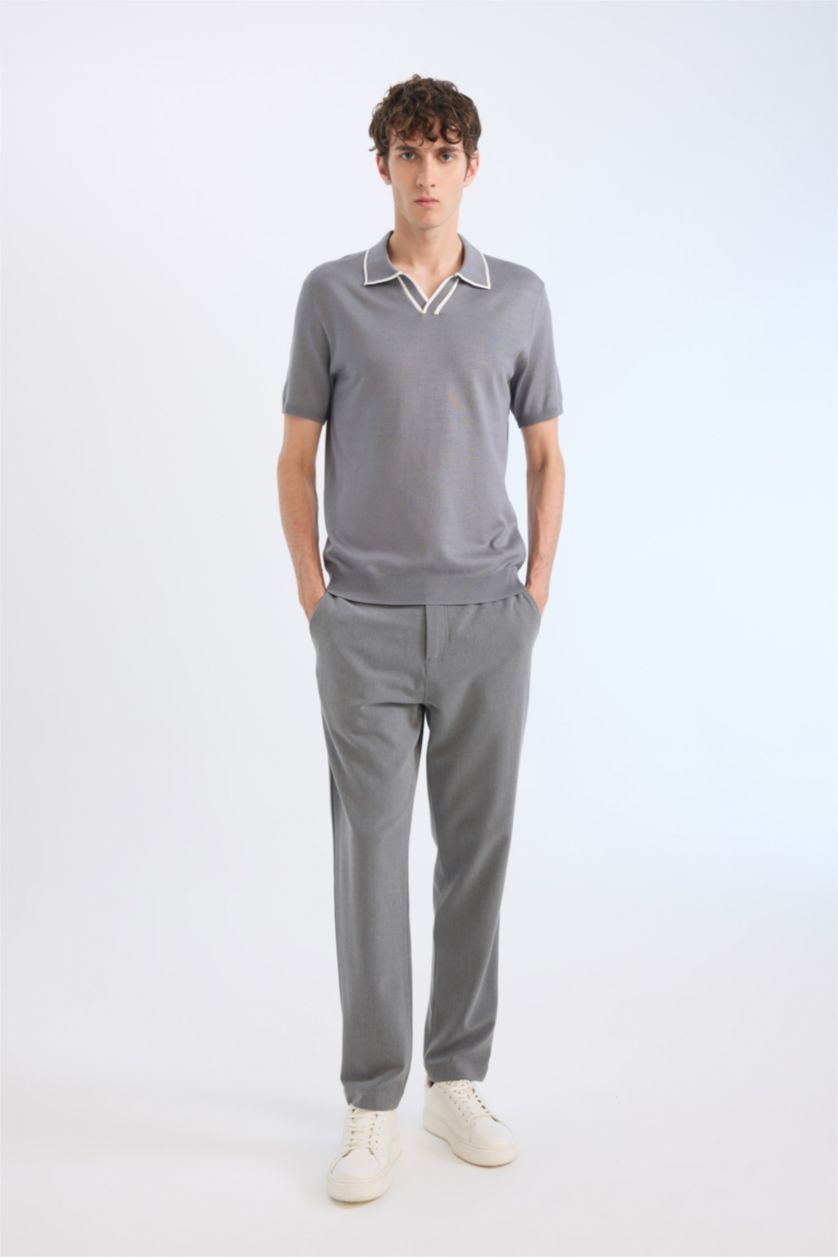 Мужчины Серый Футболка-поло стандартного кроя из трикотажа